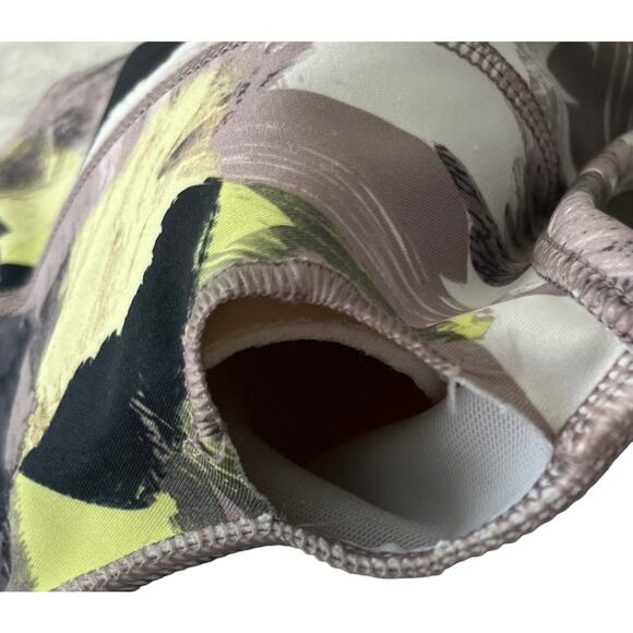 CALVIN KLEIN RACERBACK PADDED SPORTS BRA, WOMENS, XL YELLOW TAN ABSTRACT PATTERN - Picture 8 of 11